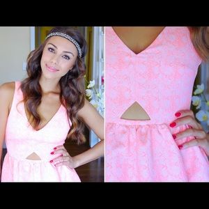 Zara Pink Jacquard Cut Out Dress